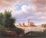 Wojciech Gerson Castle ruins in Trakai near Vilnius. oil painting artist